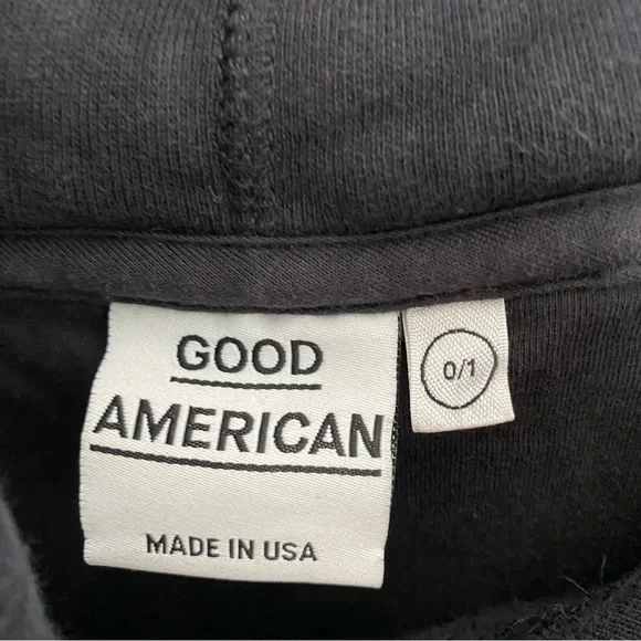 Good American Stars And Stripes Black Silver Hoodie Sweatshirt Dress - Picture 8 of 16